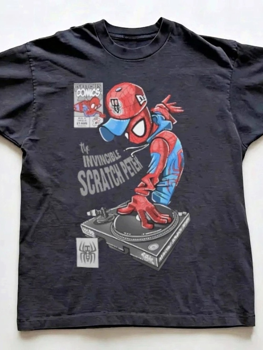 Gildan reprinted shirt, Invincible Scratch Peter Spider Graphic Tee in Black